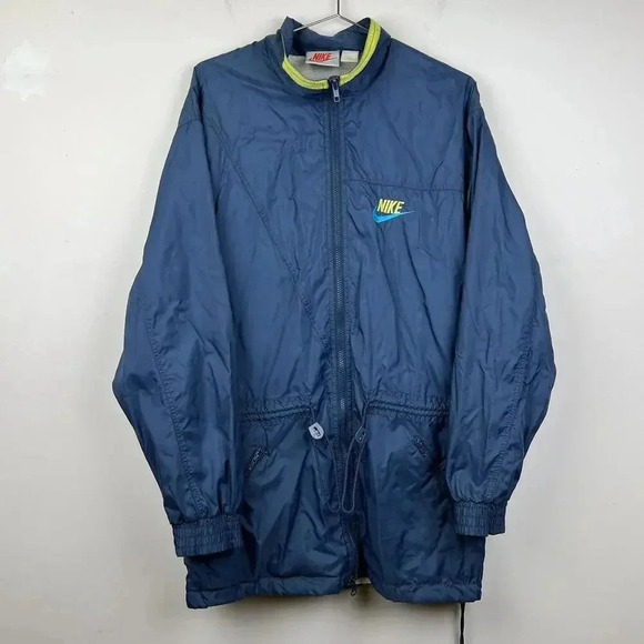80s Nike Vintage Windbreaker Jacket - Blue with Neon Accents - Picture 1 of 7